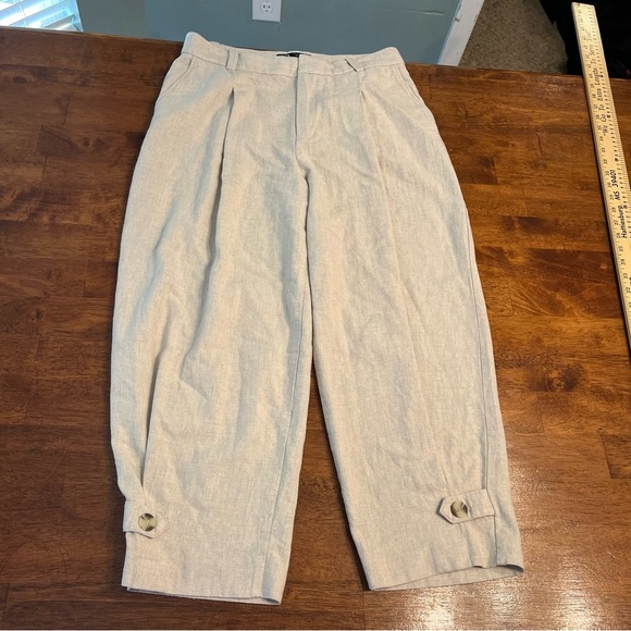 Zara pleated balloon pants bamboo cotton polyester blend size medium - Picture 1 of 7